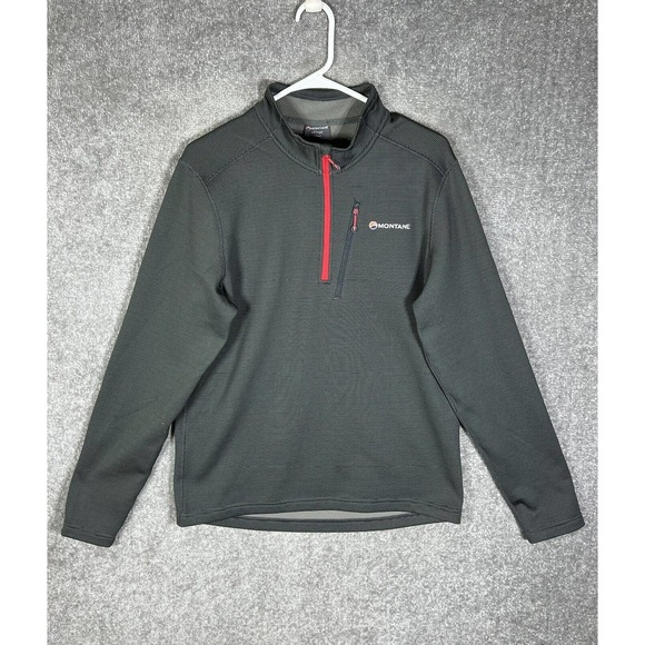Montane Striped 1/4 Zip Long Sleeve Fleece Lined Pullover Shirt Mens Medium Gray - Picture 1 of 16